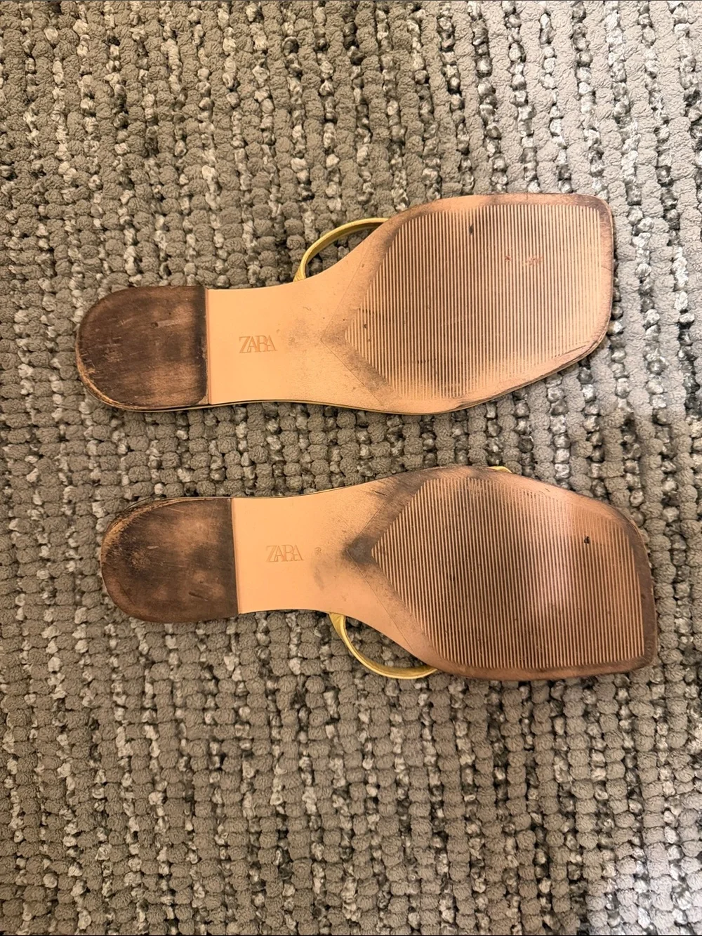 Zara Yellow Square-Toe Slide Sandals - Picture 7 of 7